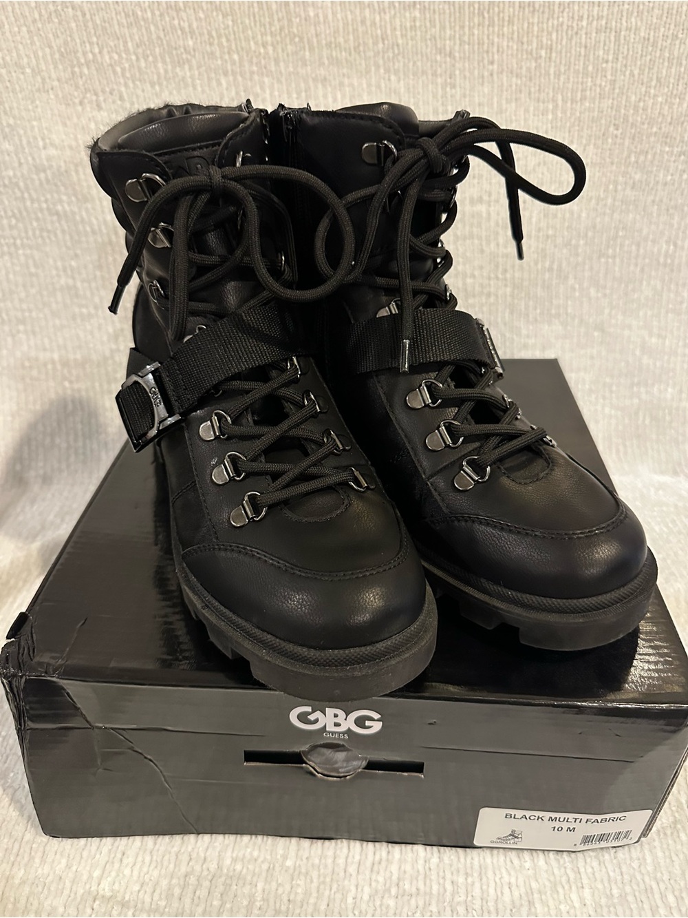 GBG Los Angeles Black Lace-Up Boots